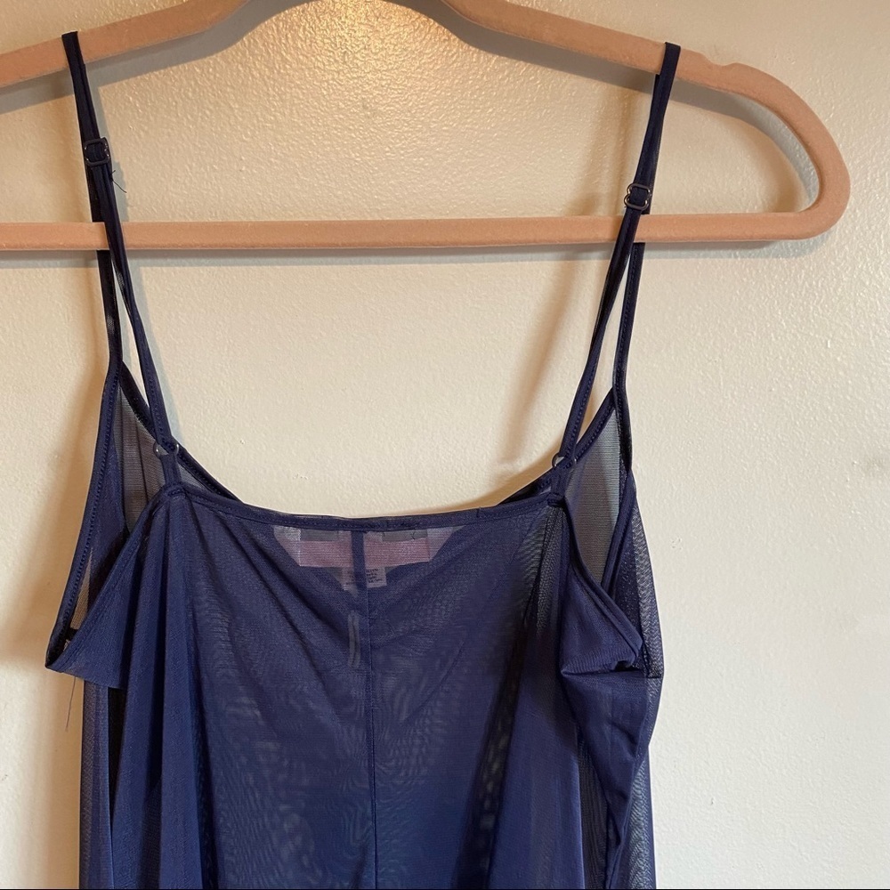 Victoria Secret Vintage Y2K Blue Cami Semi-Sheer Camisole Slip Lace Hem - Picture 5 of 10
